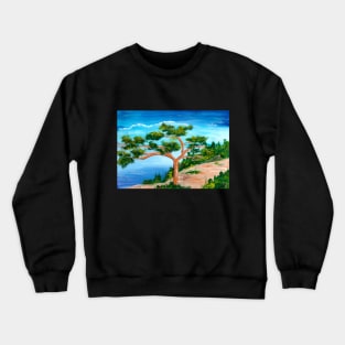 Solitary pine tree at the beach in coastal landscape Crewneck Sweatshirt